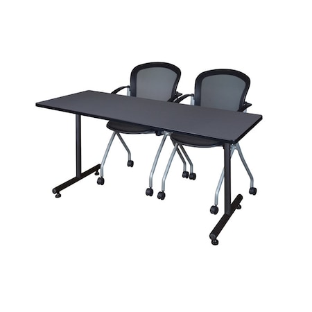 Kobe Rectangle Training Table, 72" W, 29" H, Laminate Top, Gray MKTRCT7224GY23BK